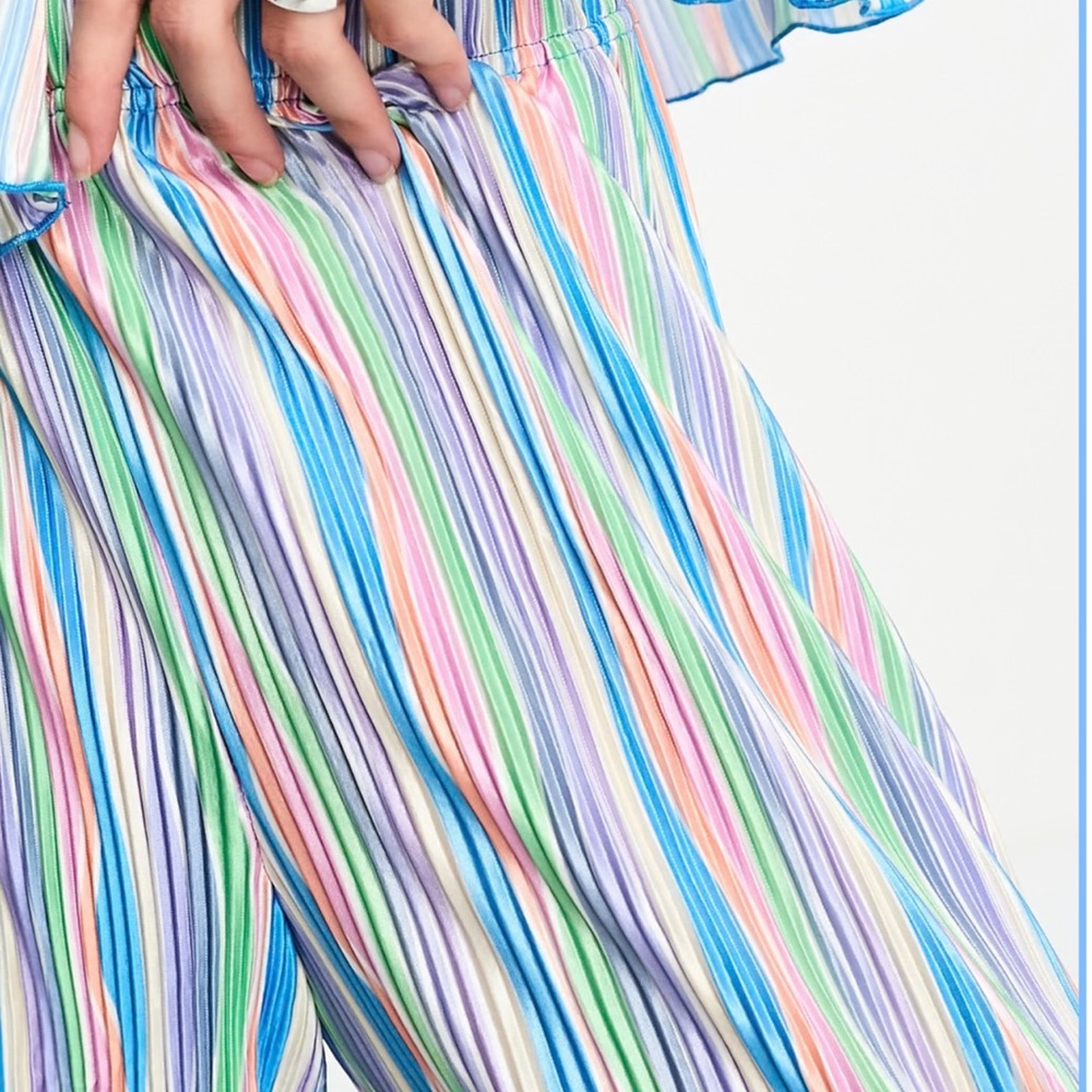Colorful Striped Pleated long pants